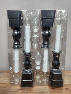 Bethlehem Lights Set Of 4 Premium Cordless Window Candles White & Black NWOB
